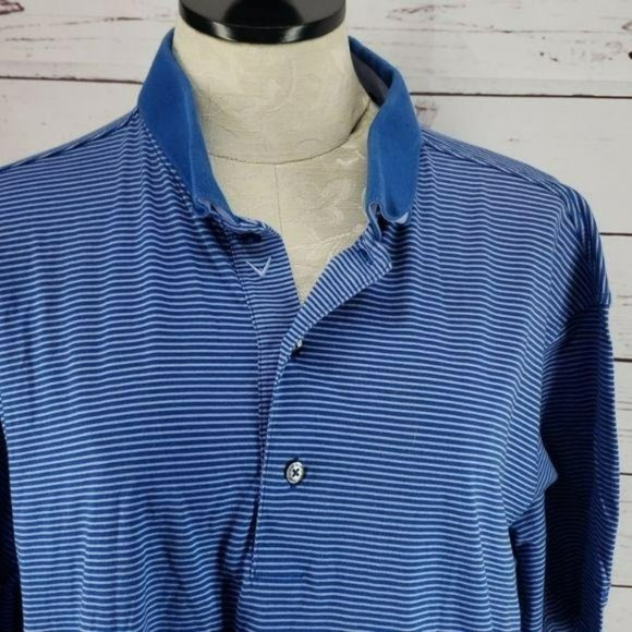 Callaway Golf‎ Men's Blue & White Striped Polo Shirt Size XL - Picture 3 of 8